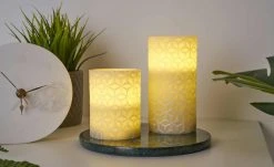 LED-Echtwachs-Kerzen 2er-Set, weiß