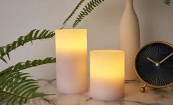 LED-Echtwachs-Kerzen 2er-Set, Flieder