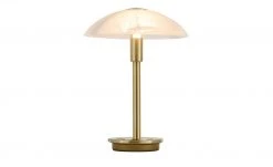 Paul Neuhaus Tischleuchte messing matt mit Glasschirm