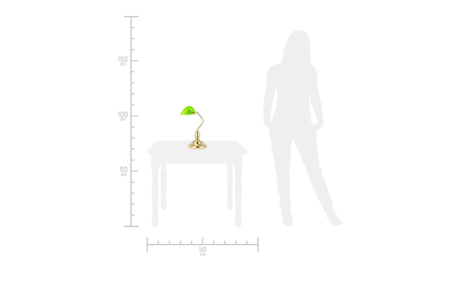 KHG Banker-Lampe Messing mit grünem Schirm | Messing matt 2 KHG Banker-Lampe Messing mit grünem Schirm | Messing matt – Bild 2