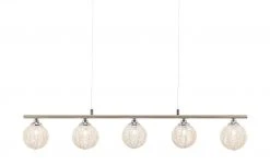 Paul Neuhaus Pendelleuchte 5 Schirme m. Aluminiumgeflecht