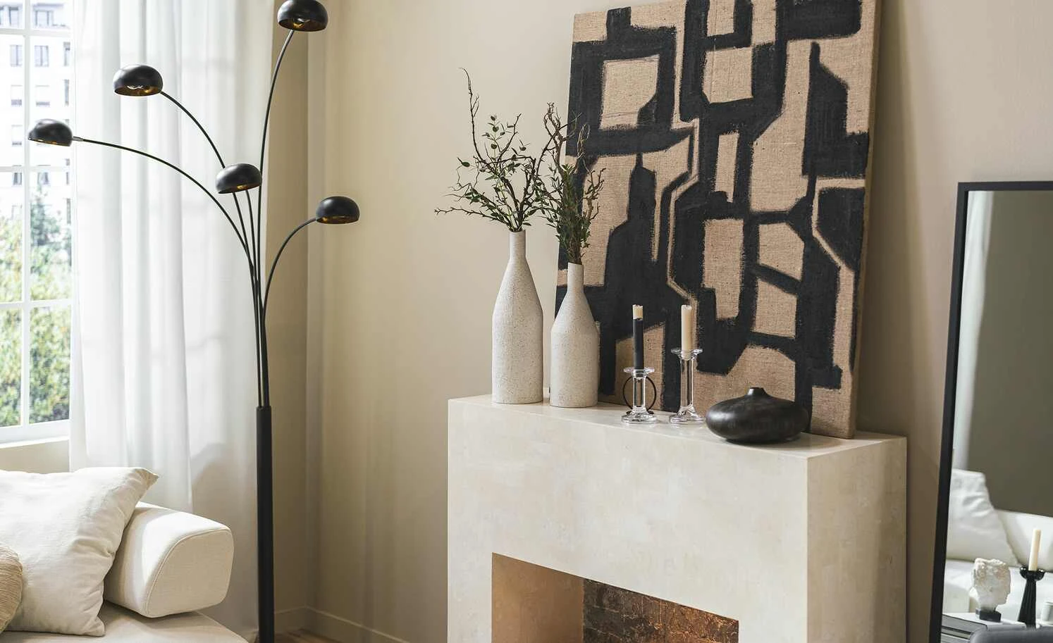 HOME STORY Bogenleuchte schwarz mit 5 Armen 3 HOME STORY Bogenleuchte schwarz mit 5 Armen – Bild 3