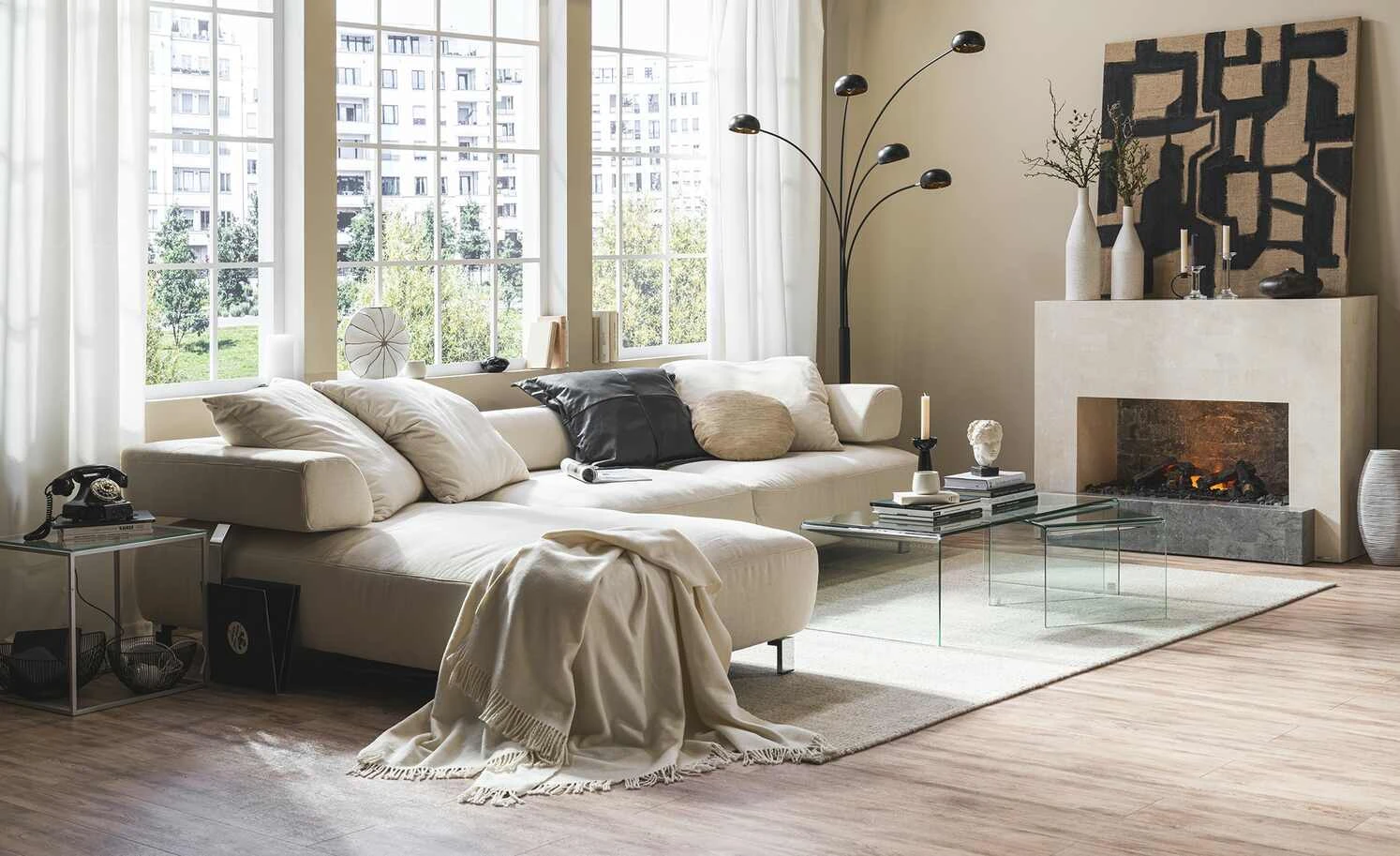 HOME STORY Bogenleuchte schwarz mit 5 Armen 2 HOME STORY Bogenleuchte schwarz mit 5 Armen – Bild 2