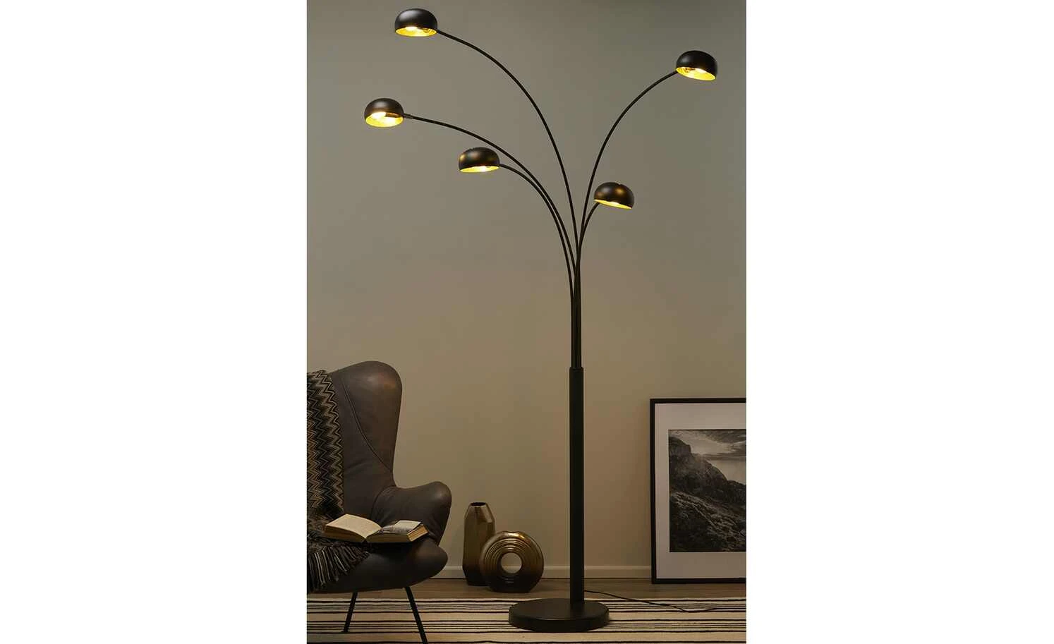 HOME STORY Bogenleuchte schwarz mit 5 Armen 1 HOME STORY Bogenleuchte schwarz mit 5 Armen