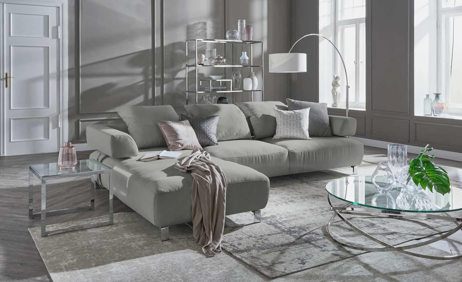 HOME STORY Bogenleuchte mit weißem Stoffschirm 40 HOME STORY Bogenleuchte mit weißem Stoffschirm – Bild 40