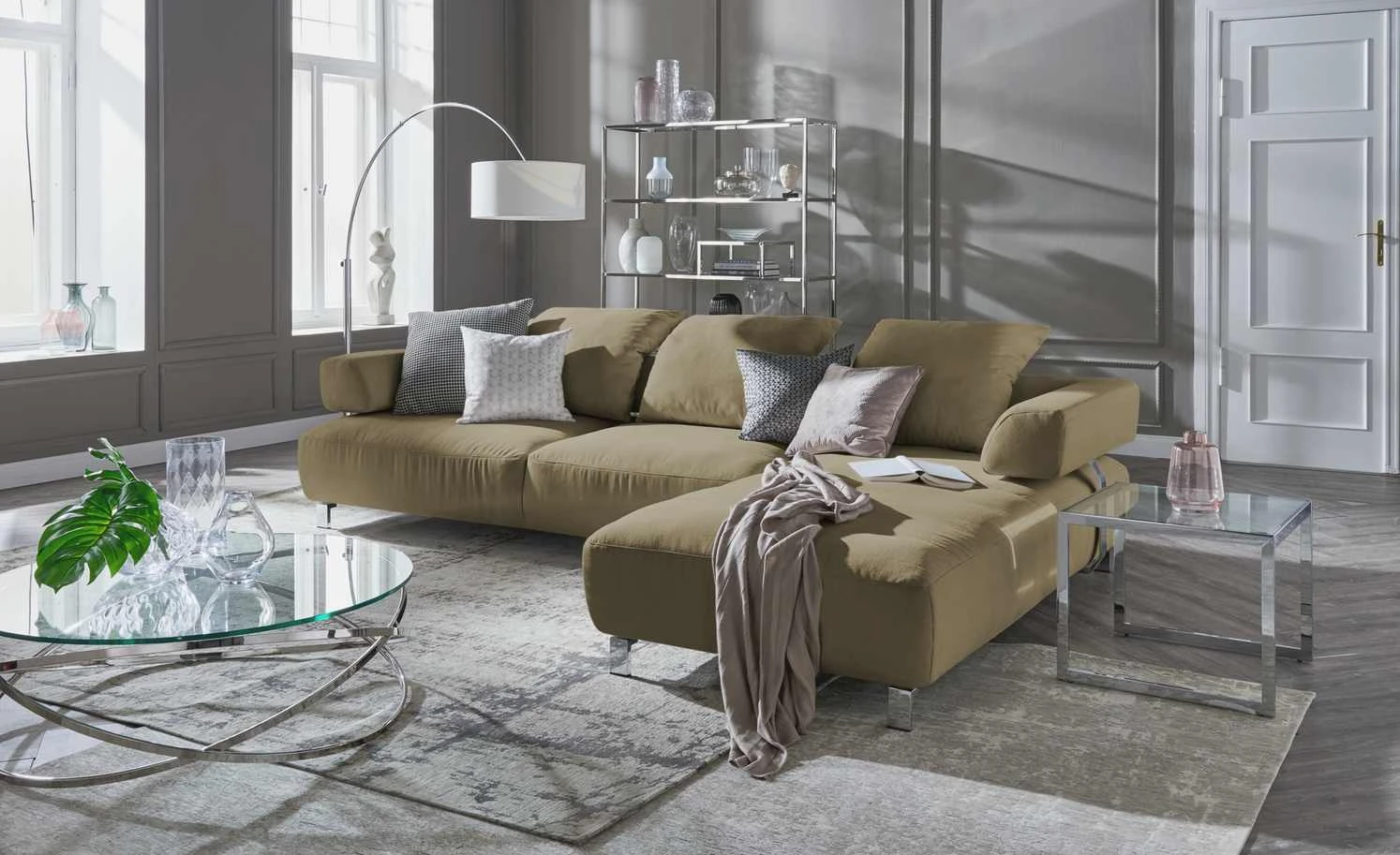 HOME STORY Bogenleuchte mit weißem Stoffschirm 36 HOME STORY Bogenleuchte mit weißem Stoffschirm – Bild 36