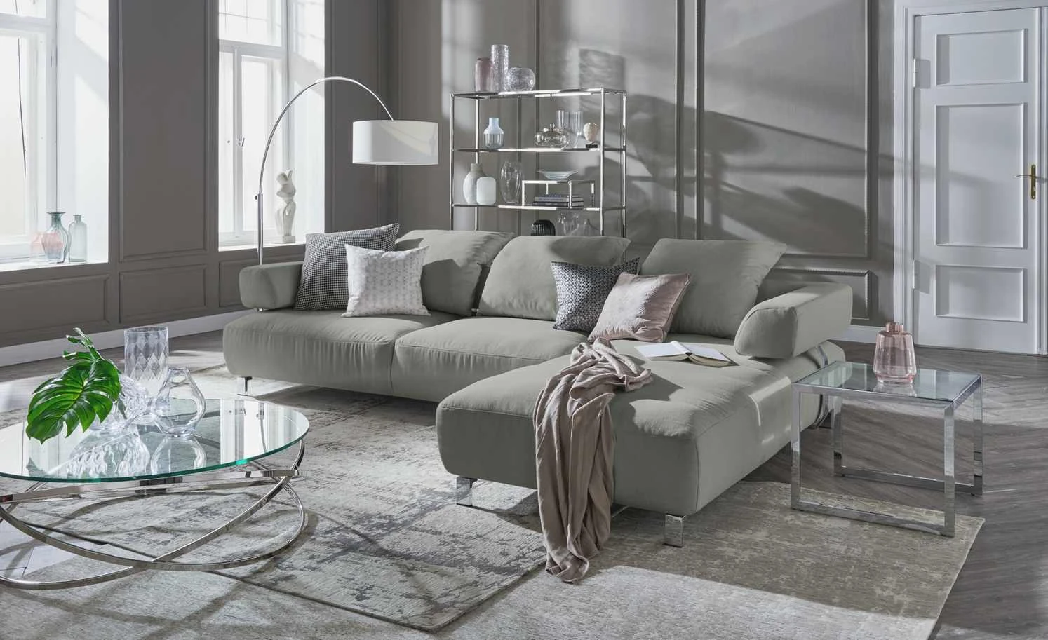 HOME STORY Bogenleuchte mit weißem Stoffschirm 34 HOME STORY Bogenleuchte mit weißem Stoffschirm – Bild 34