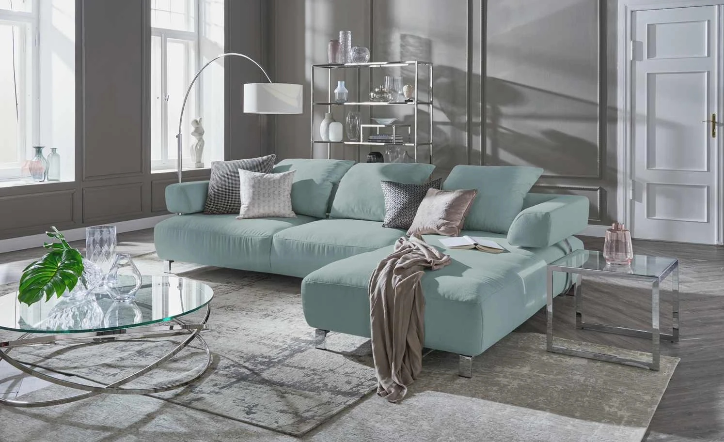 HOME STORY Bogenleuchte mit weißem Stoffschirm 33 HOME STORY Bogenleuchte mit weißem Stoffschirm – Bild 33