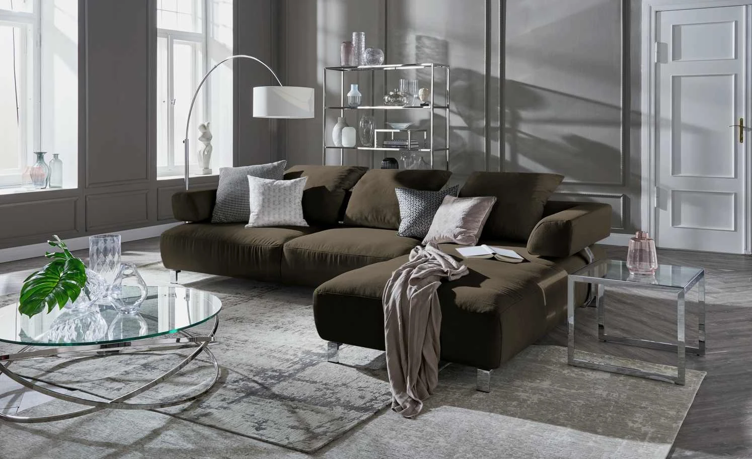 HOME STORY Bogenleuchte mit weißem Stoffschirm 32 HOME STORY Bogenleuchte mit weißem Stoffschirm – Bild 32