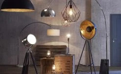 HOME STORY Bogenleuchte mit weißem Stoffschirm 98 HOME STORY Bogenleuchte mit weißem Stoffschirm -Innenleuchten Verkaufsladen 688647 2 201811271452