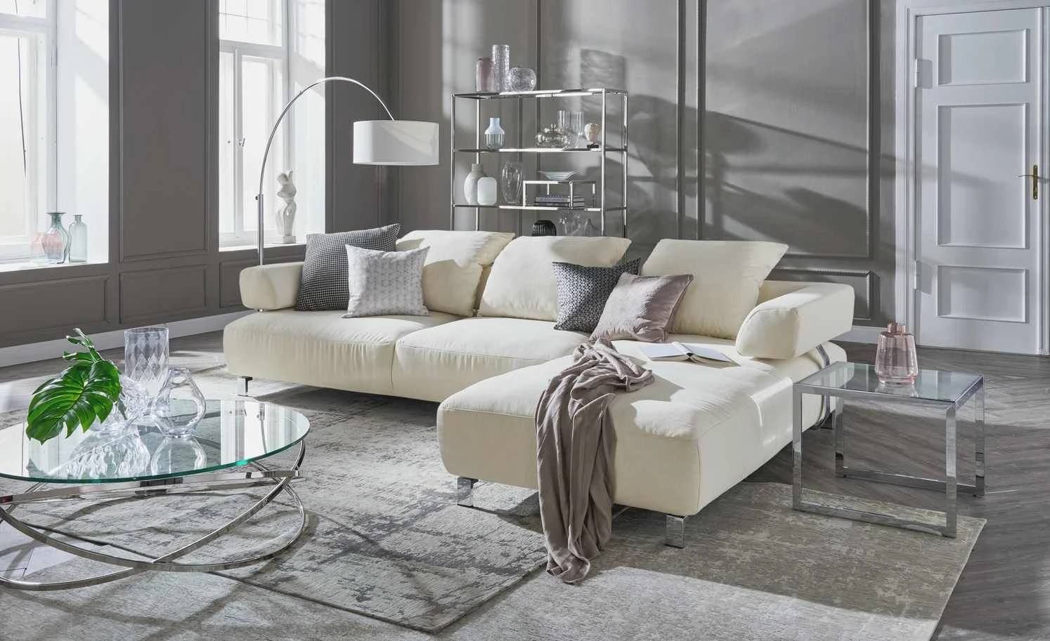 HOME STORY Bogenleuchte mit weißem Stoffschirm 30 HOME STORY Bogenleuchte mit weißem Stoffschirm – Bild 30