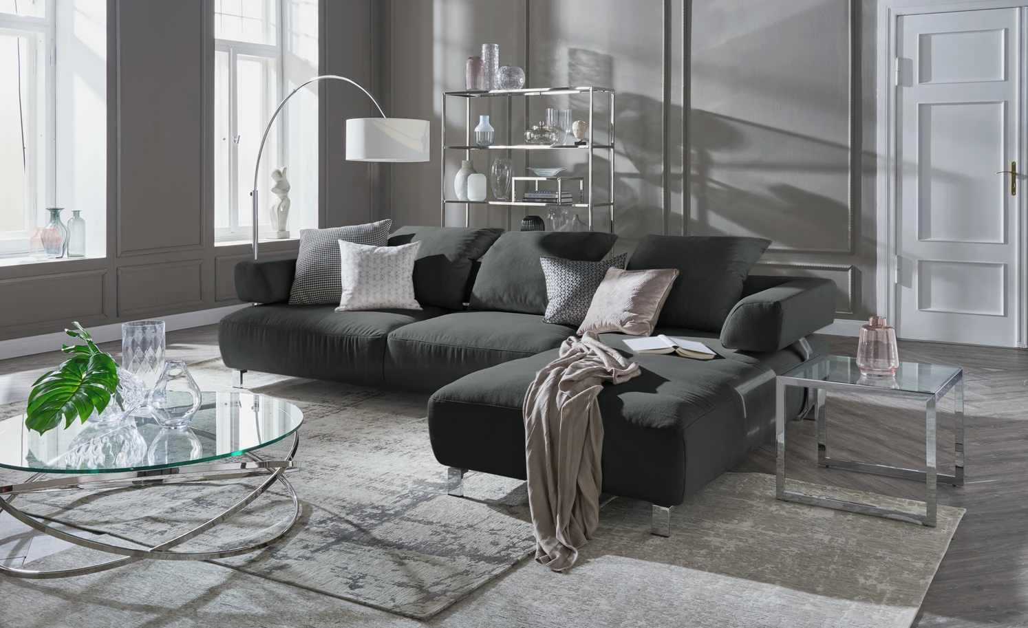 HOME STORY Bogenleuchte mit weißem Stoffschirm 21 HOME STORY Bogenleuchte mit weißem Stoffschirm – Bild 21