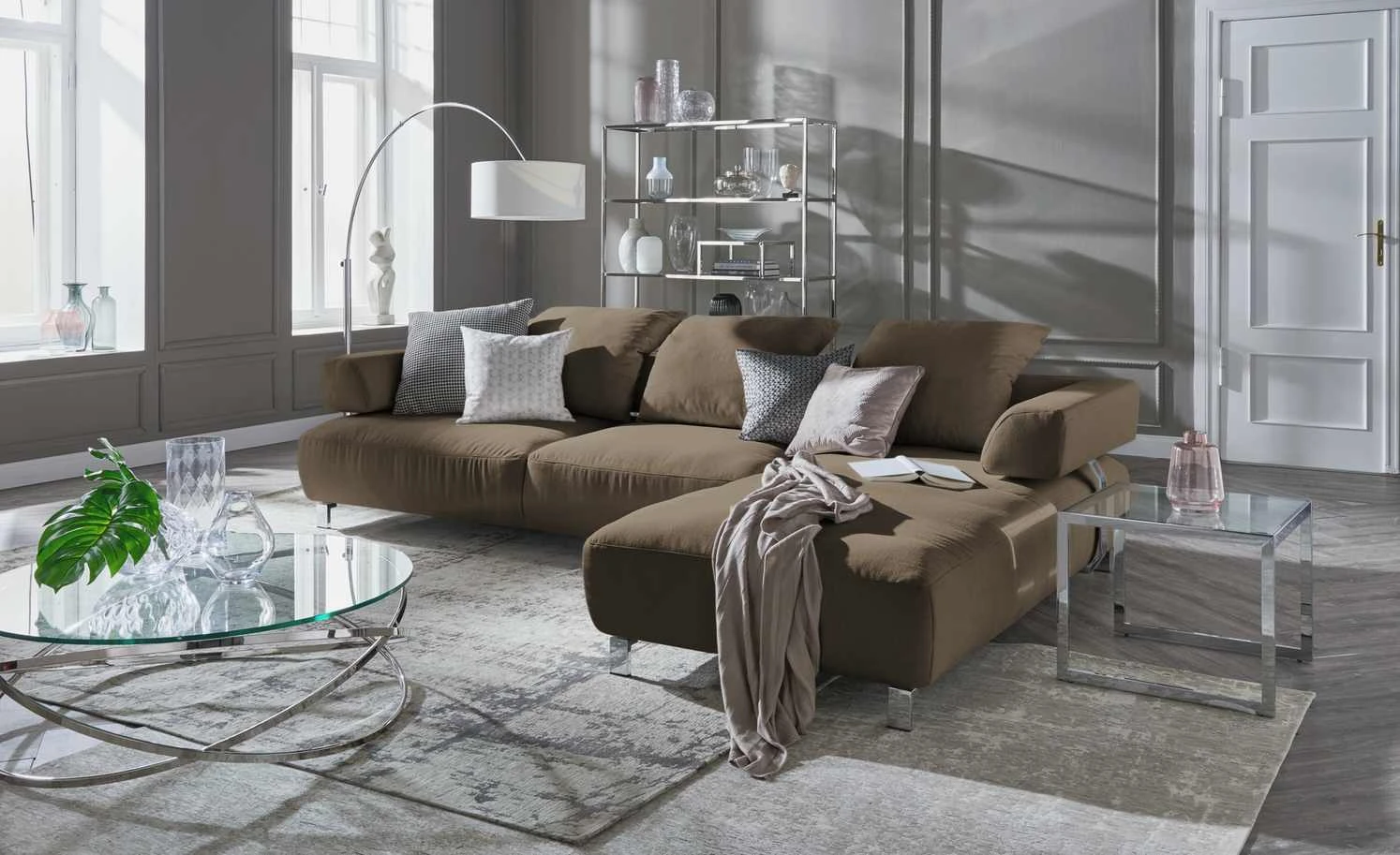 HOME STORY Bogenleuchte mit weißem Stoffschirm 11 HOME STORY Bogenleuchte mit weißem Stoffschirm – Bild 11