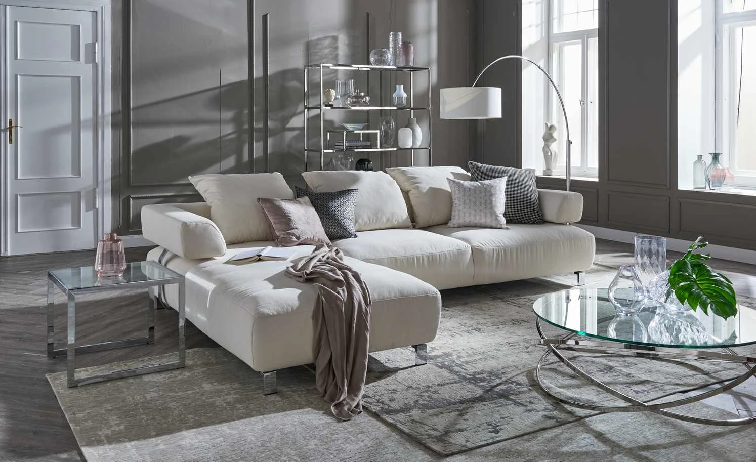 HOME STORY Bogenleuchte mit weißem Stoffschirm 46 HOME STORY Bogenleuchte mit weißem Stoffschirm – Bild 46