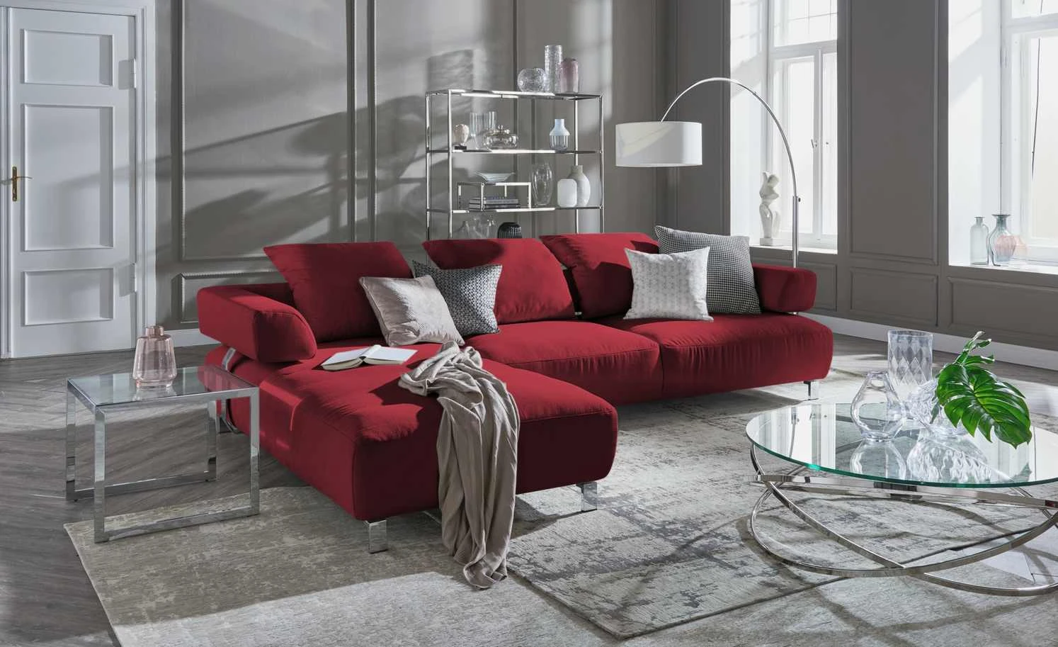 HOME STORY Bogenleuchte mit weißem Stoffschirm 8 HOME STORY Bogenleuchte mit weißem Stoffschirm – Bild 8