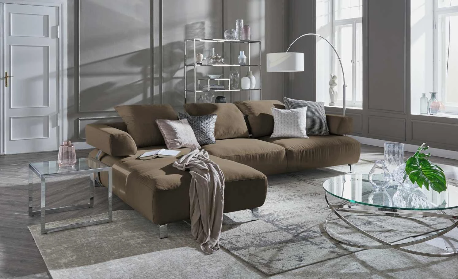 HOME STORY Bogenleuchte mit weißem Stoffschirm 7 HOME STORY Bogenleuchte mit weißem Stoffschirm – Bild 7