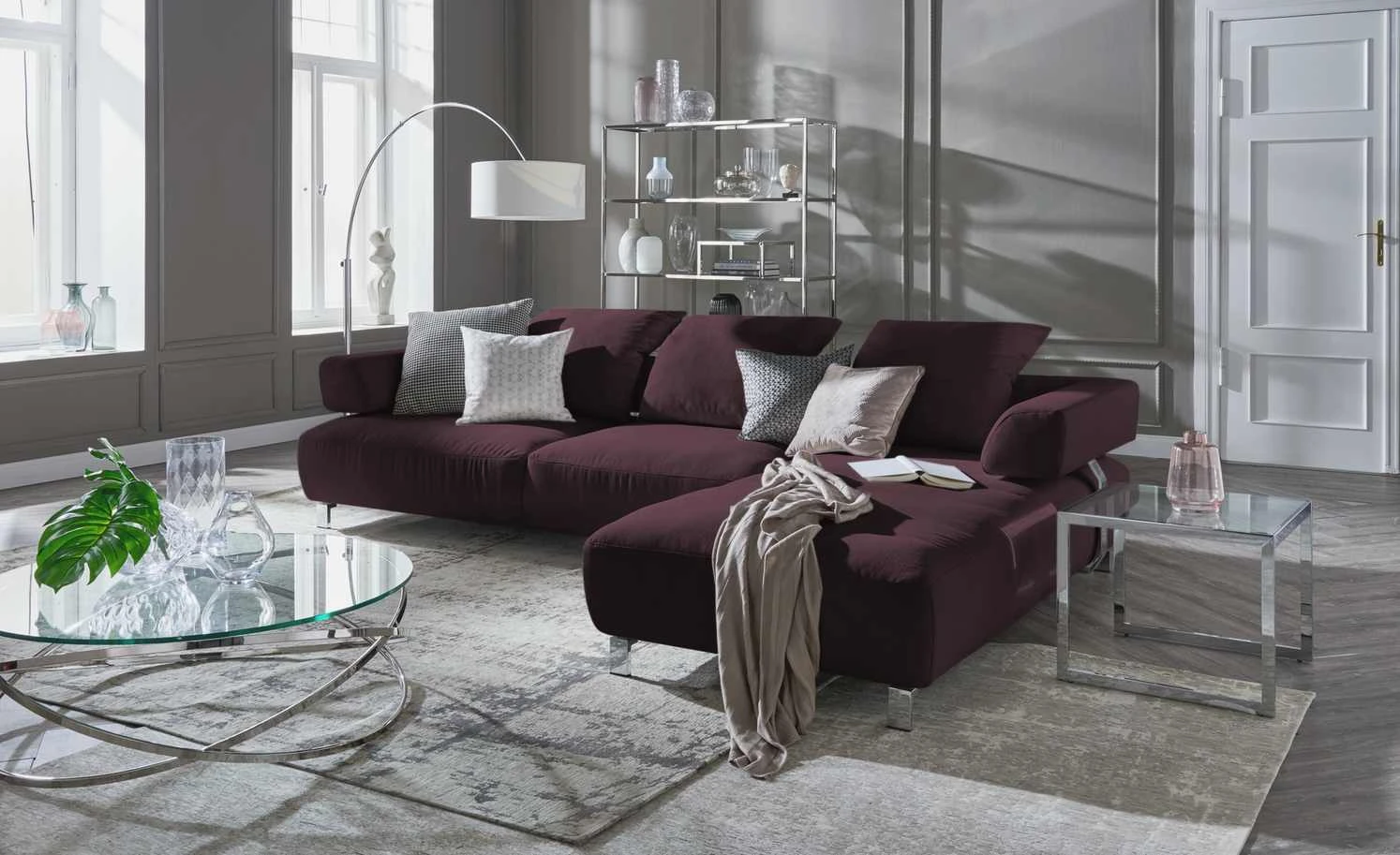 HOME STORY Bogenleuchte mit weißem Stoffschirm 5 HOME STORY Bogenleuchte mit weißem Stoffschirm – Bild 5