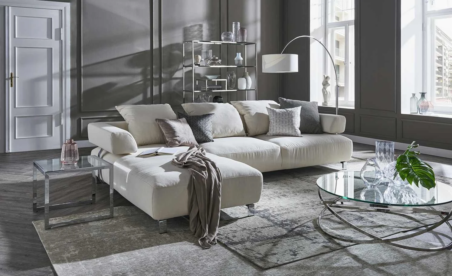 HOME STORY Bogenleuchte mit weißem Stoffschirm 45 HOME STORY Bogenleuchte mit weißem Stoffschirm – Bild 45