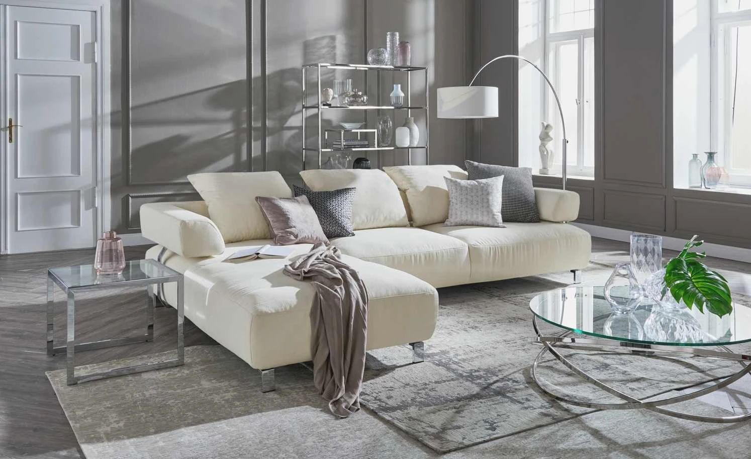 HOME STORY Bogenleuchte mit weißem Stoffschirm 44 HOME STORY Bogenleuchte mit weißem Stoffschirm – Bild 44