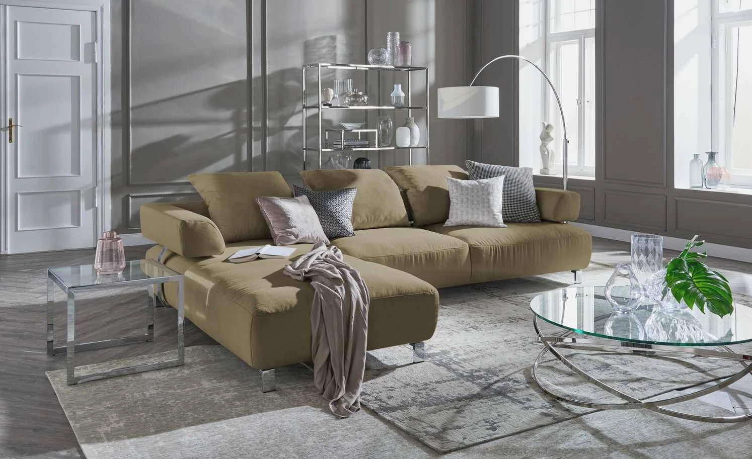 HOME STORY Bogenleuchte mit weißem Stoffschirm 42 HOME STORY Bogenleuchte mit weißem Stoffschirm – Bild 42